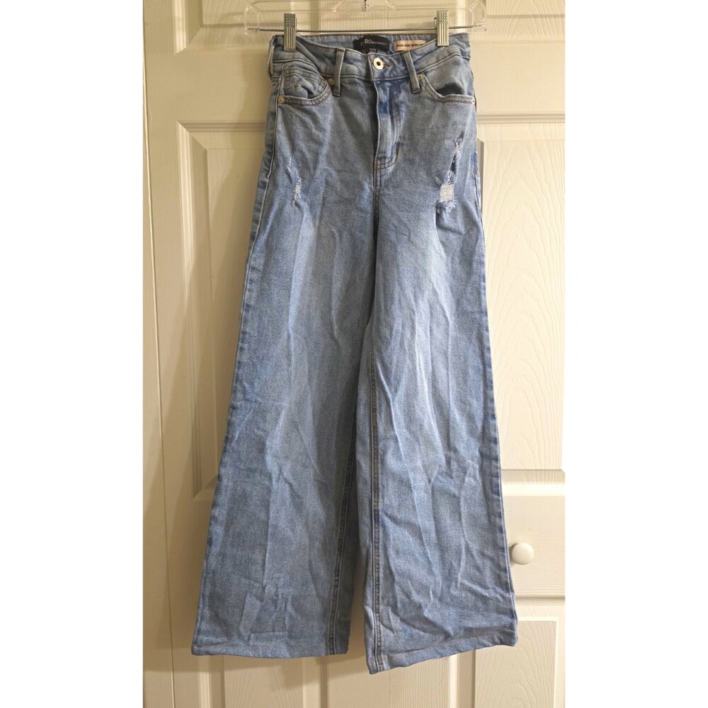 BCBG Generation Women’s High Rise Wide-Leg Light Wash Denim Jeans 24